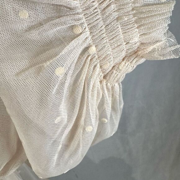 H&M blush long sleeve open tie back layered tulle lace dress size XS - Picture 5 of 9